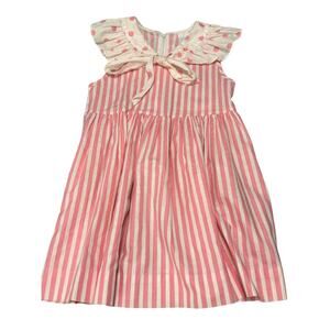 Vintage Pink & White Striped with Polka Dots Sleeveless Dress by Grace (4)
